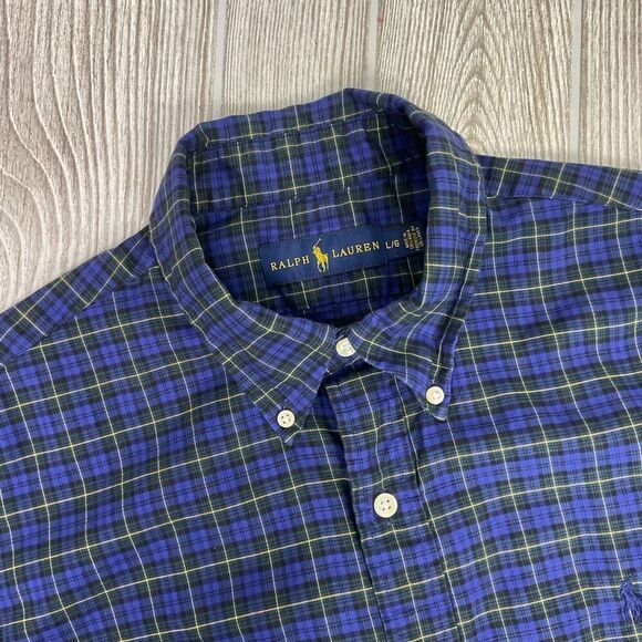 Ralph Lauren Men's Size Large Black Blue Long Sleeve Button Down Shirt - Picture 1 of 8